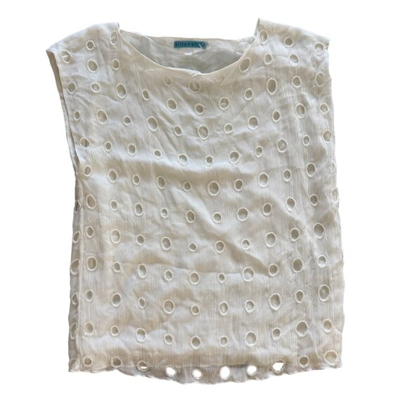 Alice + Olivia Tops - Alice + Olivia White Textured Sleeveless Blouse Top 100% Silk Womens Size M
